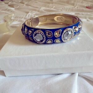 Sequin Elegant Blue and Gold Bracelet Hinge opening Bling